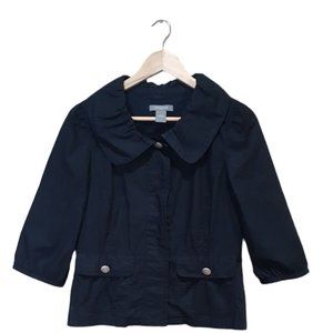 Ann Taylor Women's Cotton Blazer Jacket Black 3/4 Sleeve Size Medium